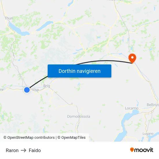 Raron to Faido map