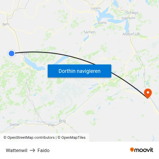Wattenwil to Faido map