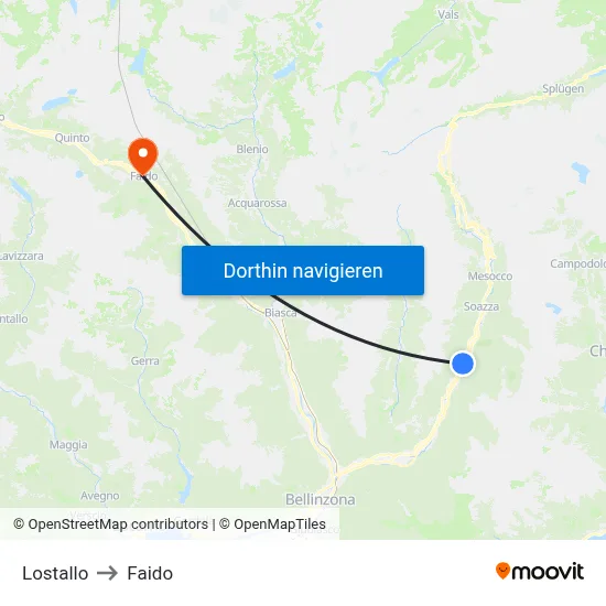Lostallo to Faido map