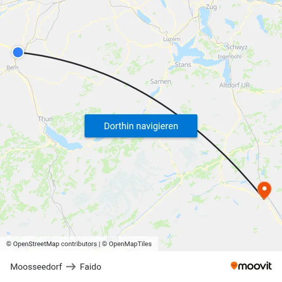 Moosseedorf to Faido map