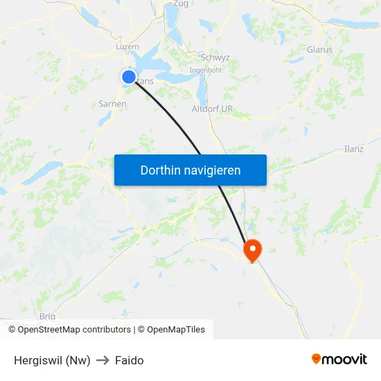 Hergiswil (Nw) to Faido map
