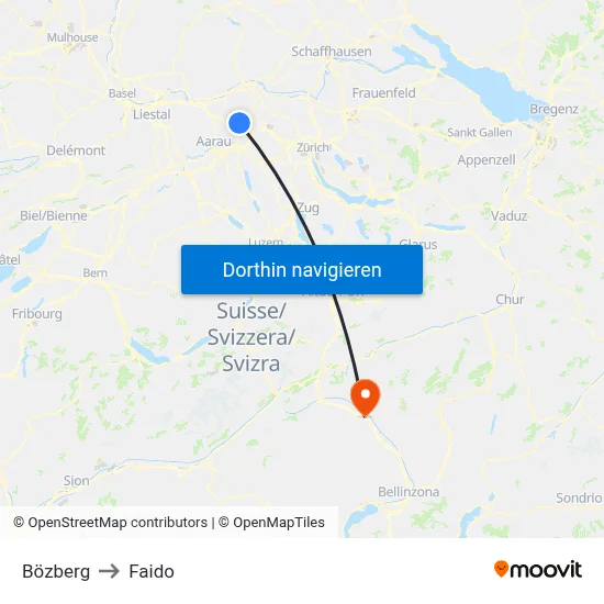 Bözberg to Faido map