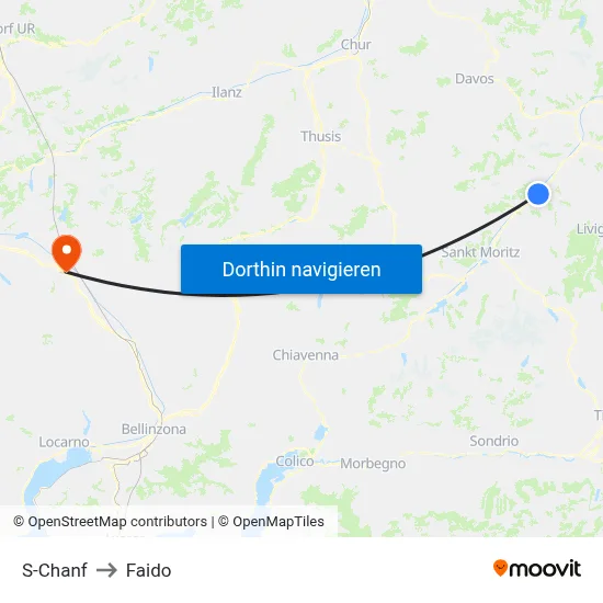 S-Chanf to Faido map