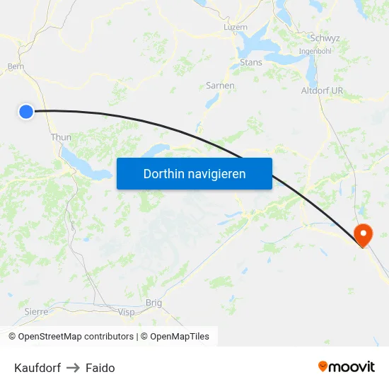 Kaufdorf to Faido map