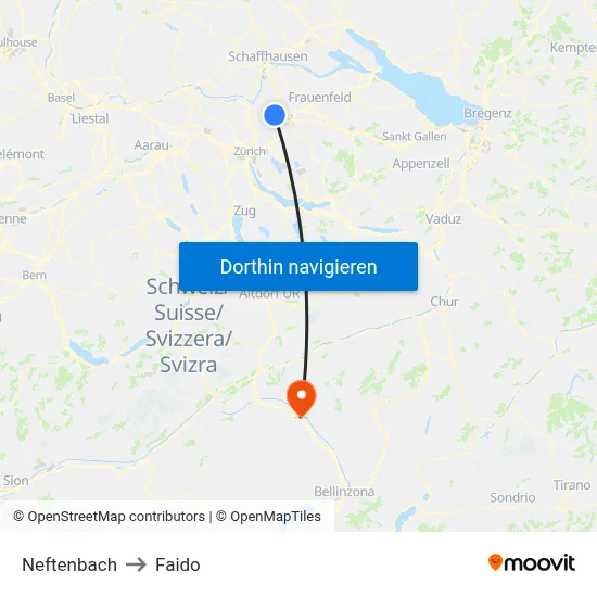Neftenbach to Faido map