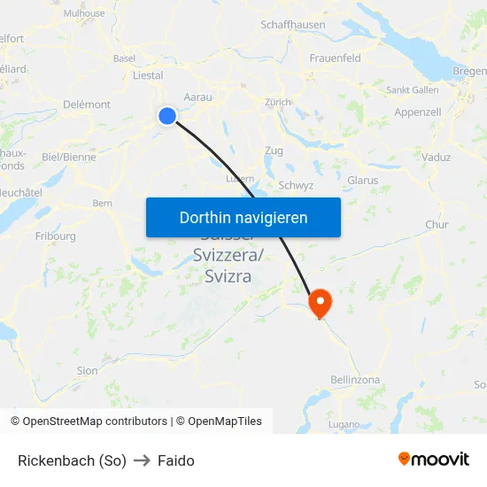Rickenbach (So) to Faido map