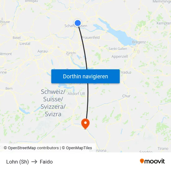 Lohn (Sh) to Faido map