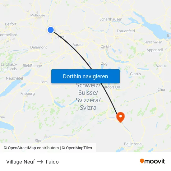 Village-Neuf to Faido map