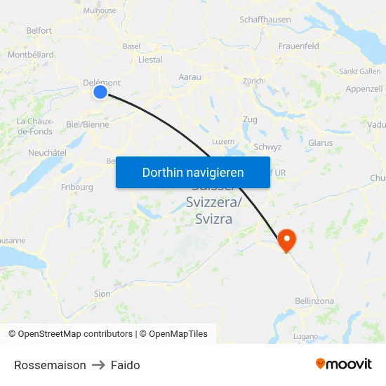 Rossemaison to Faido map