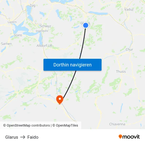 Glarus to Faido map