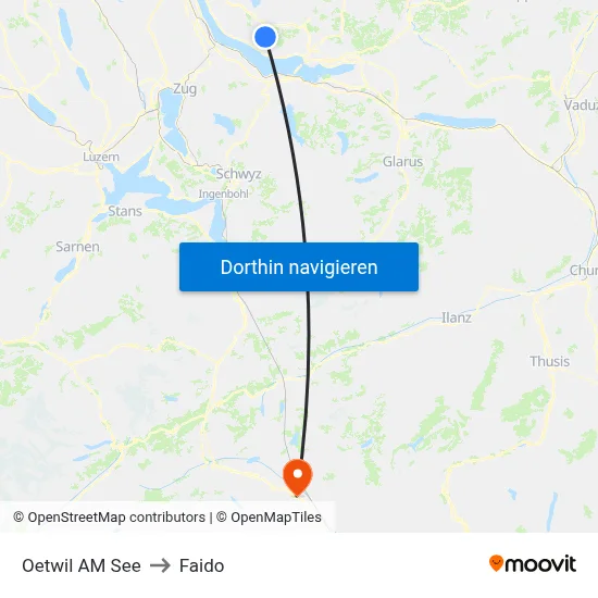 Oetwil AM See to Faido map