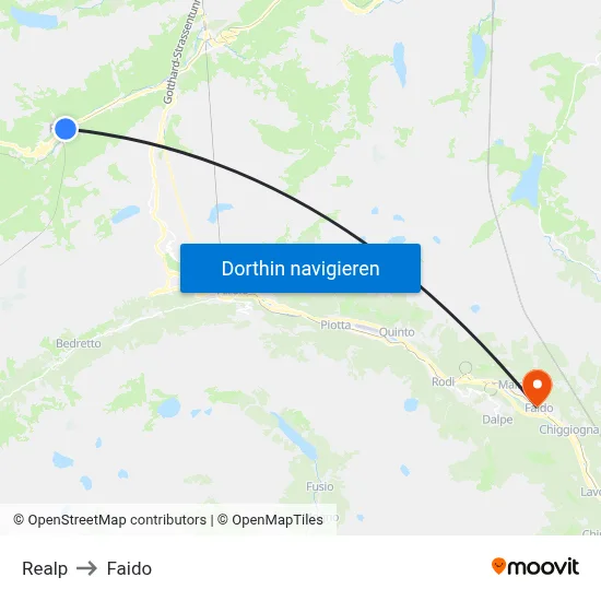 Realp to Faido map