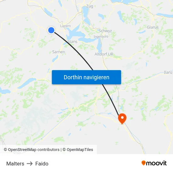 Malters to Faido map