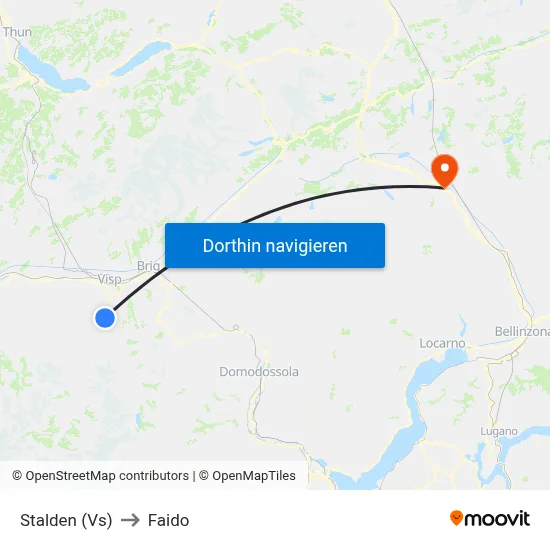Stalden (Vs) to Faido map