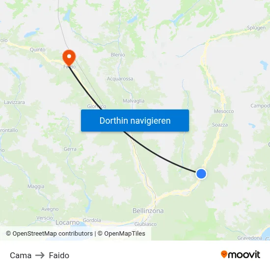 Cama to Faido map