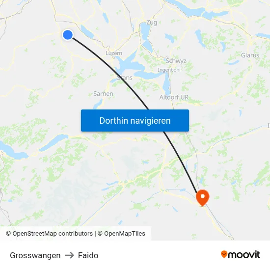 Grosswangen to Faido map