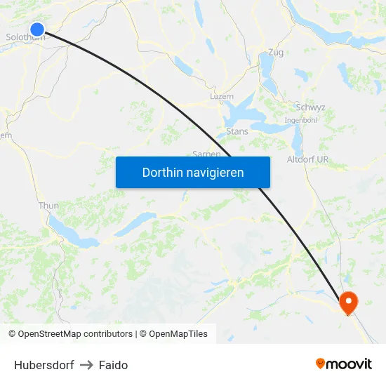 Hubersdorf to Faido map