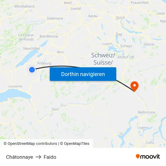 Châtonnaye to Faido map