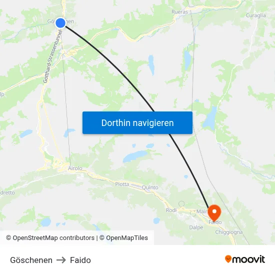 Göschenen to Faido map