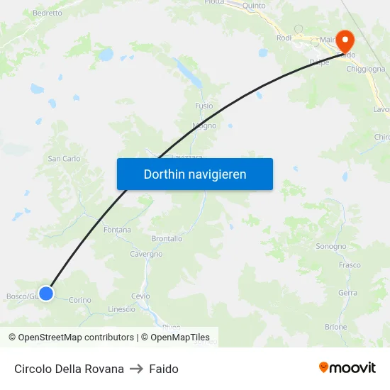 Circolo Della Rovana to Faido map