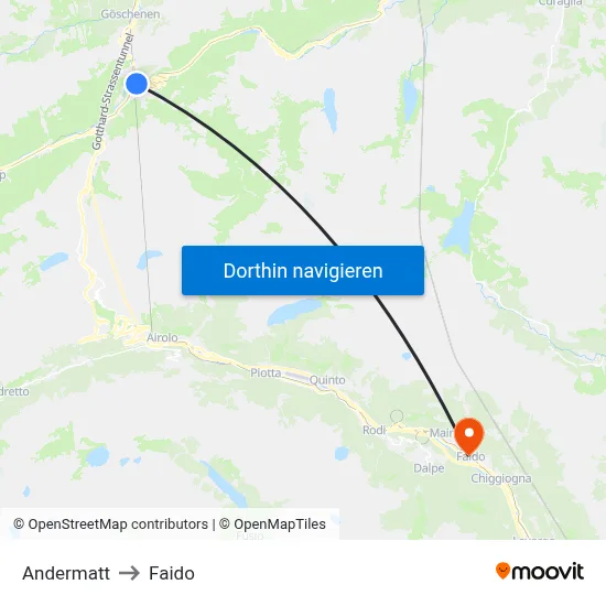 Andermatt to Faido map