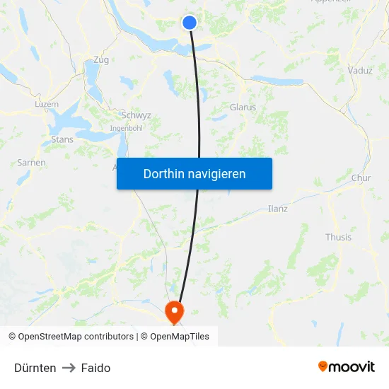 Dürnten to Faido map