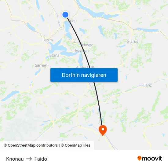 Knonau to Faido map