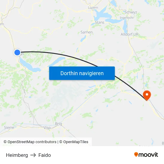Heimberg to Faido map