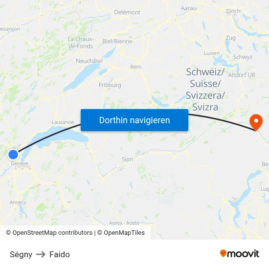 Ségny to Faido map