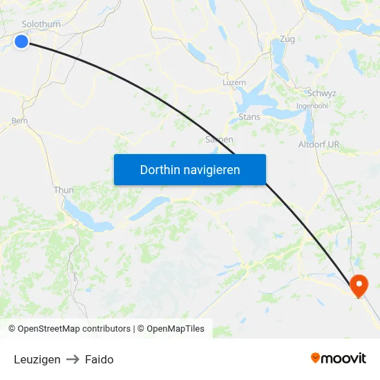 Leuzigen to Faido map