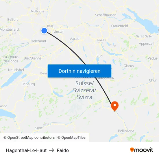 Hagenthal-Le-Haut to Faido map