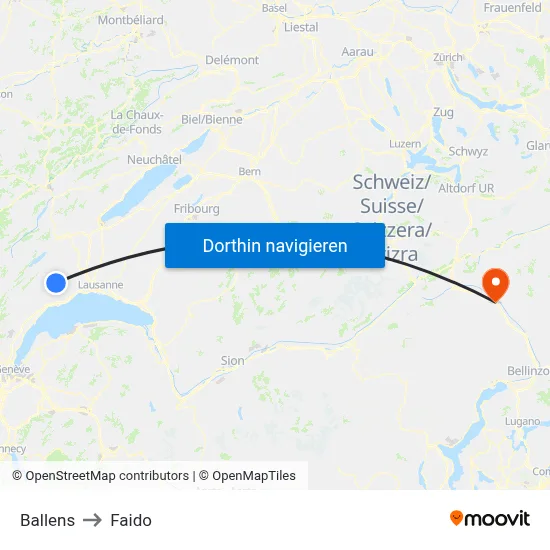 Ballens to Faido map