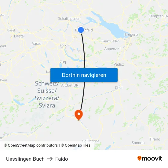Uesslingen-Buch to Faido map