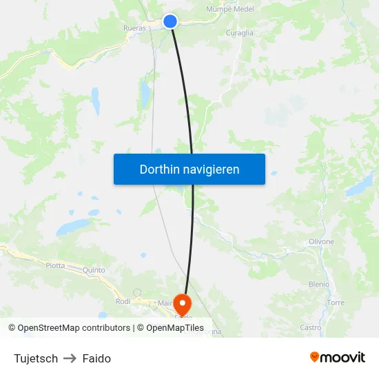 Tujetsch to Faido map