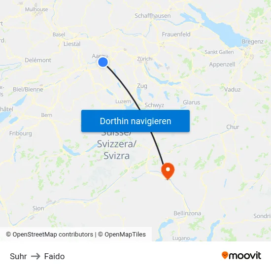 Suhr to Faido map