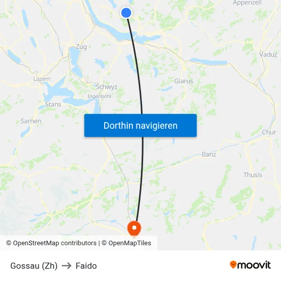 Gossau (Zh) to Faido map