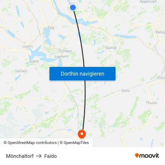 Mönchaltorf to Faido map