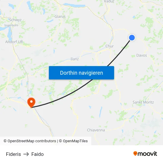 Fideris to Faido map