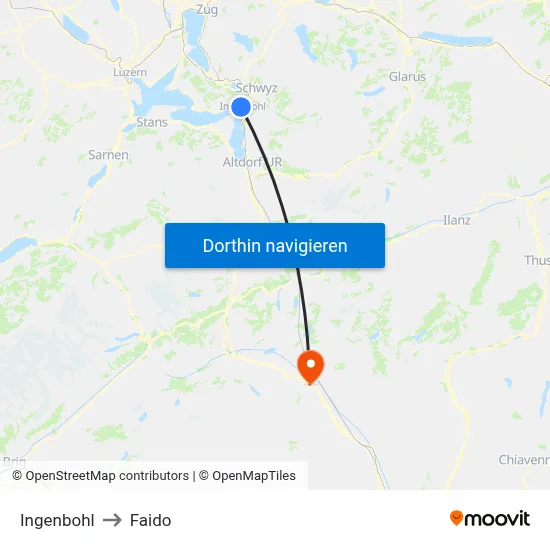 Ingenbohl to Faido map