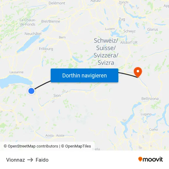 Vionnaz to Faido map