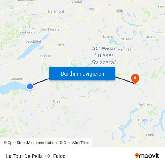 La Tour-De-Peilz to Faido map