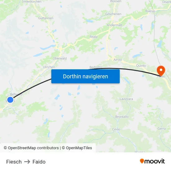 Fiesch to Faido map