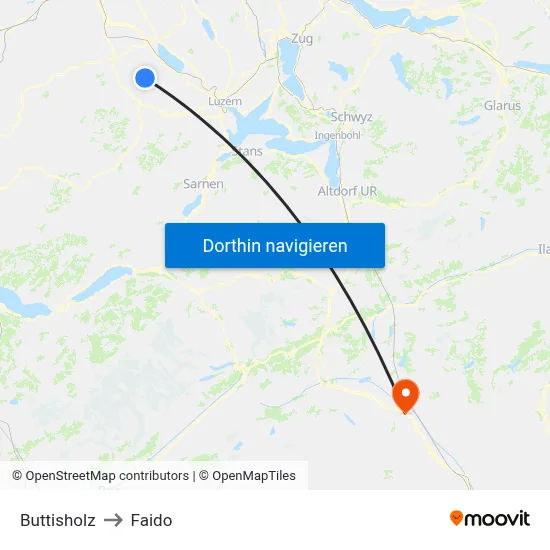 Buttisholz to Faido map