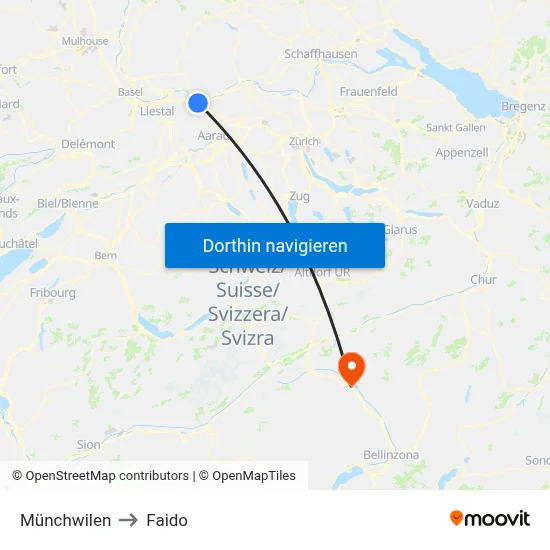 Münchwilen to Faido map