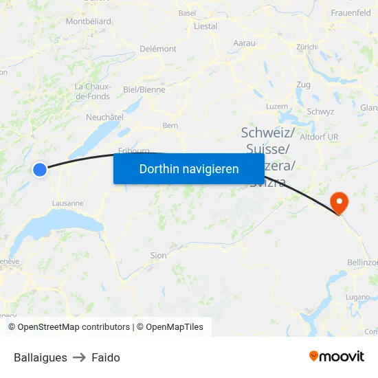 Ballaigues to Faido map