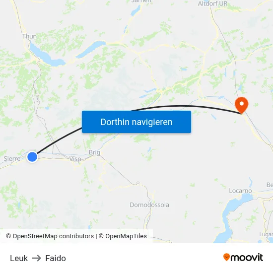 Leuk to Faido map