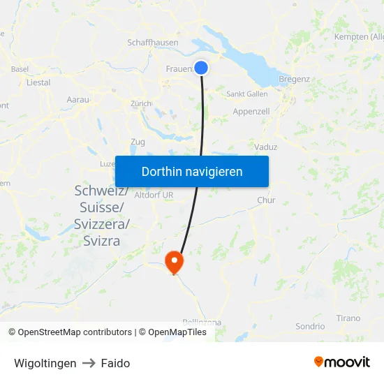 Wigoltingen to Faido map
