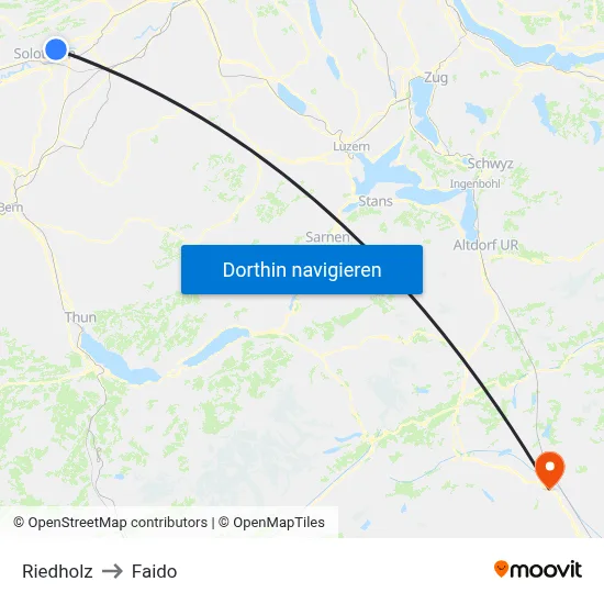 Riedholz to Faido map