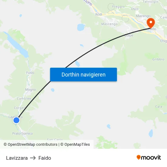 Lavizzara to Faido map