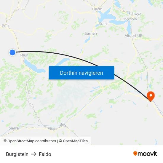 Burgistein to Faido map